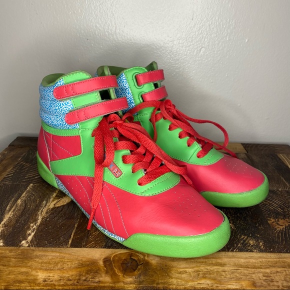 Reebok Shoes - Reebok Retro Neon Throwback High Top Sneakers